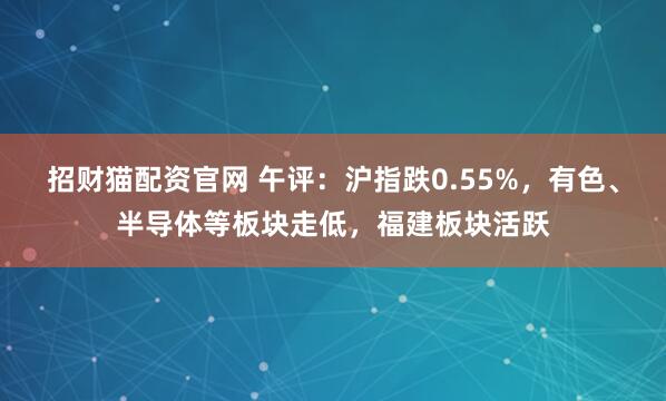 招财猫配资官网 午评：沪指跌0.55%，有色、半导体等板块走低，福建板块活跃